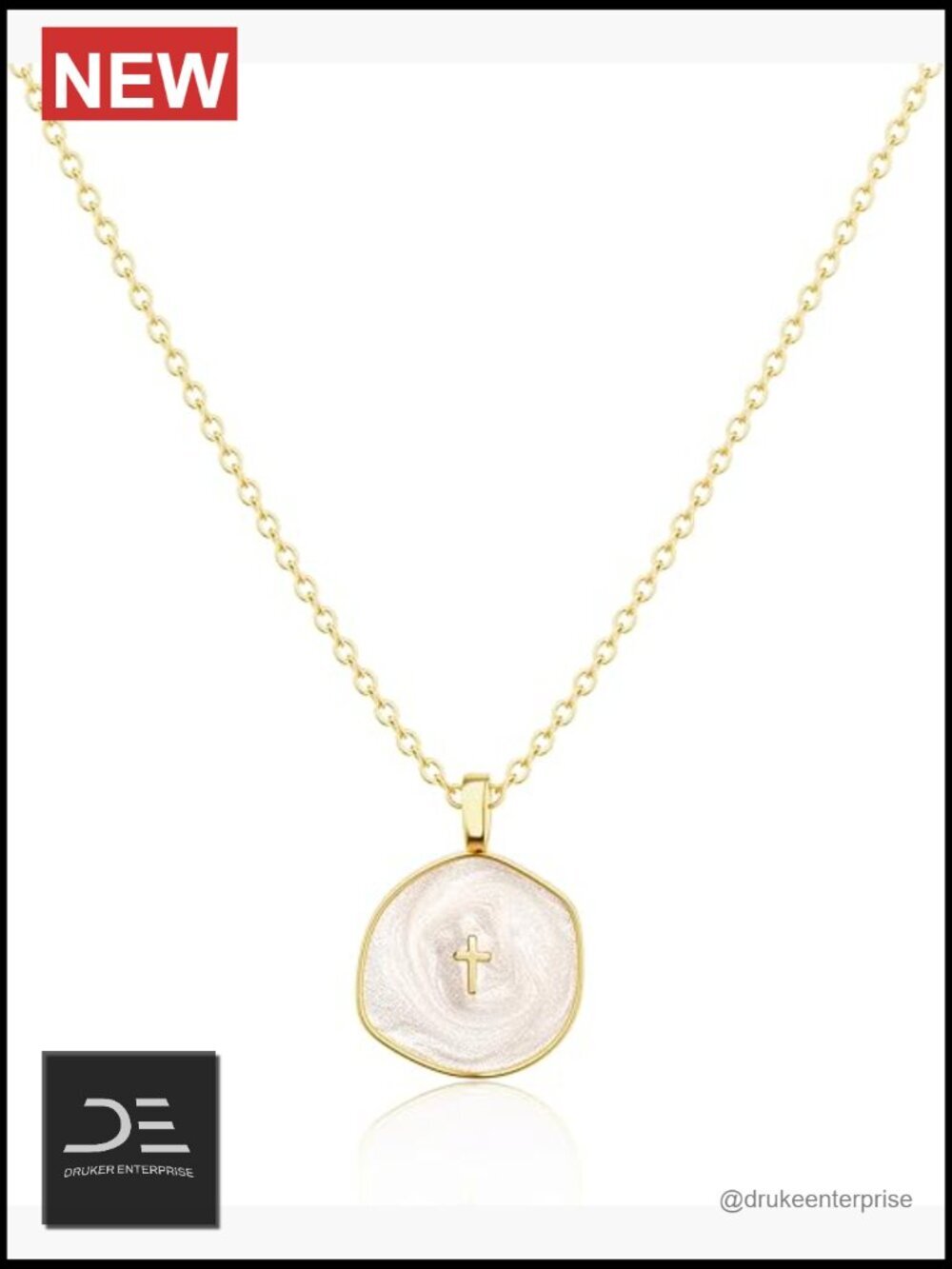 Dainty 14k Gold Plated Cross Pendant Necklace for Women